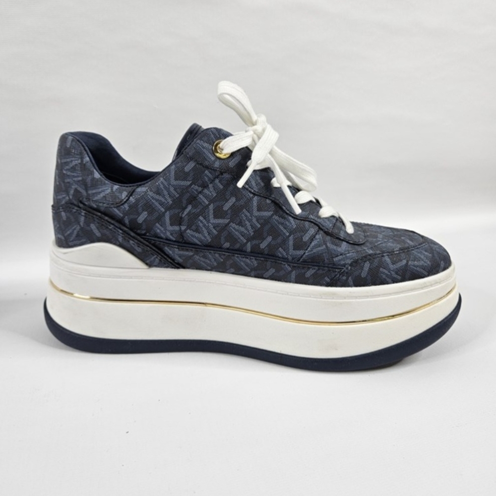 Michael Kors Navy Platform Lace-Up Sneakers - Picture 4 of 10